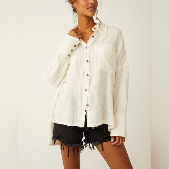 FREE PEOPLE Cardiff Top In Optic White Size Small NWOT We the Free - Picture 1 of 6